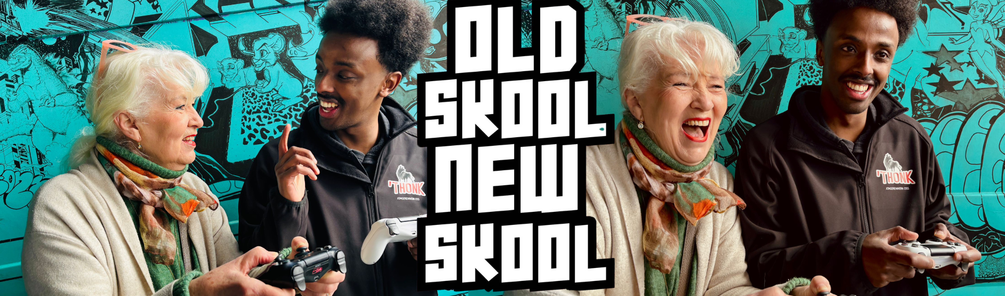 Old Skool New Skool banner Foto met zicht op de maas vanaf de pont